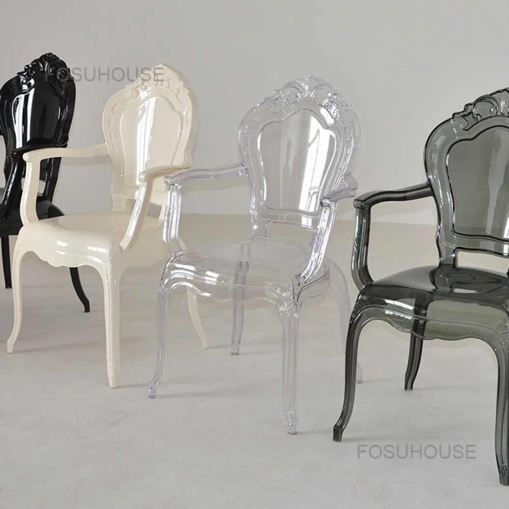 Европейски стил, акрилни трапезни столове Дух, Творчески Прозрачен Дизайнерски стол за Хранене, Дворцовата Кристален Кухненски Мебели