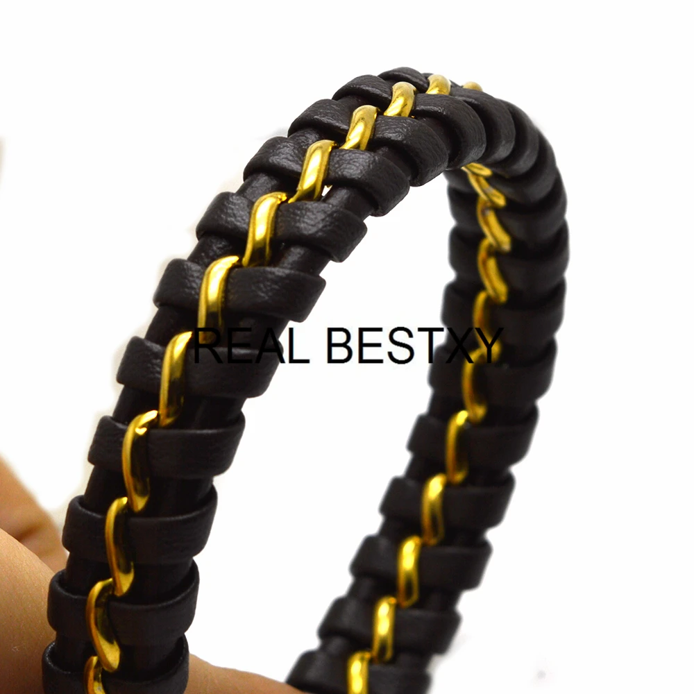 Истински BESTXY 20 см/бр, черен плосък кожа кабел, нишката за гривни, аксесоари за бижута, подходяща за стягане 12 мм * 6 мм