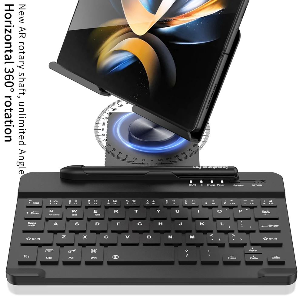 Безжична клавиатура и мишка за Samsung Galaxy Z Fold 4 3 2 Tab iPad, таблет, съвместим с Bluetooth, въртяща се сгъваема поставка