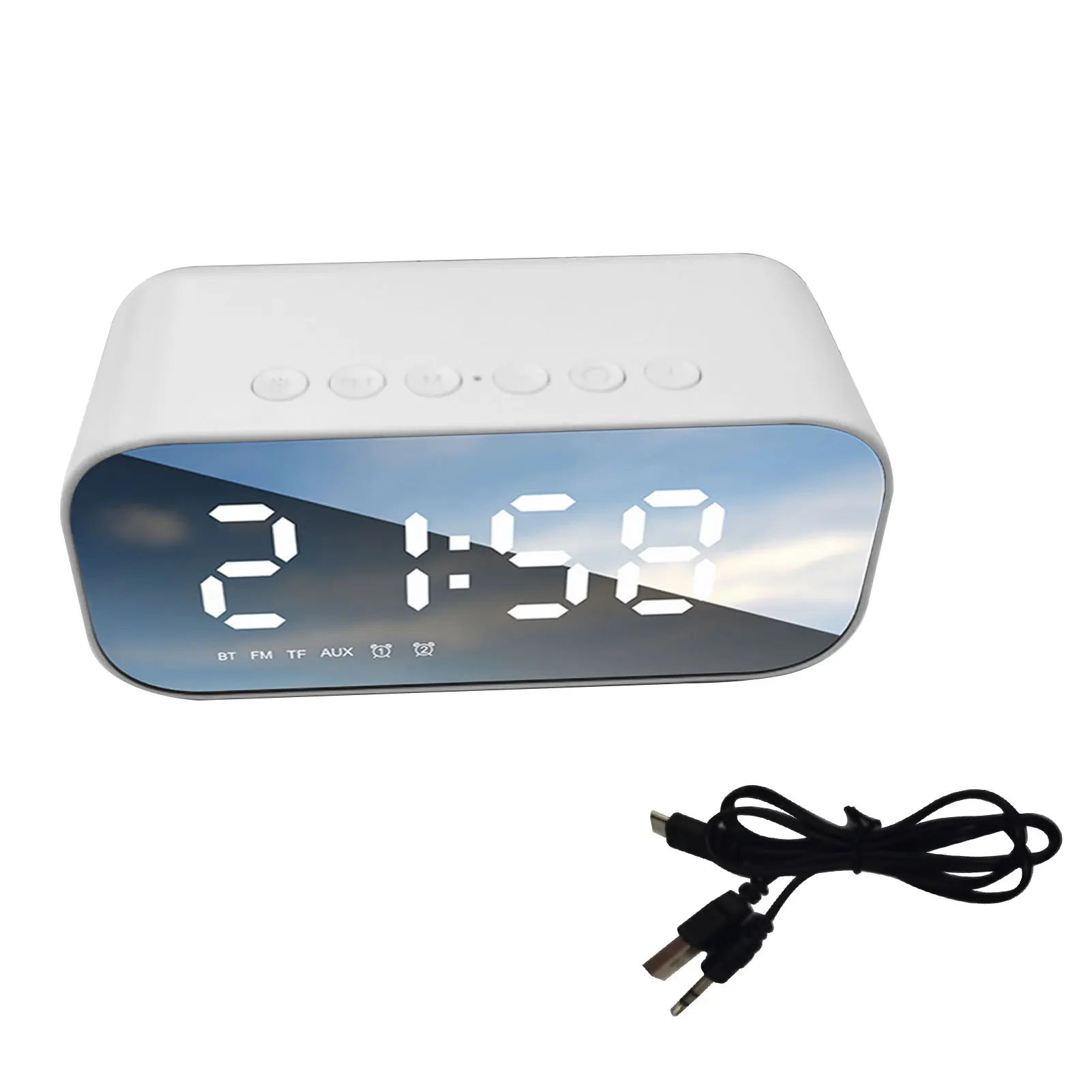 Led дисплей USB Акумулаторна огледален екран с променлива яркост, Съвместим alarm clock HD Звук Преносим високоговорител