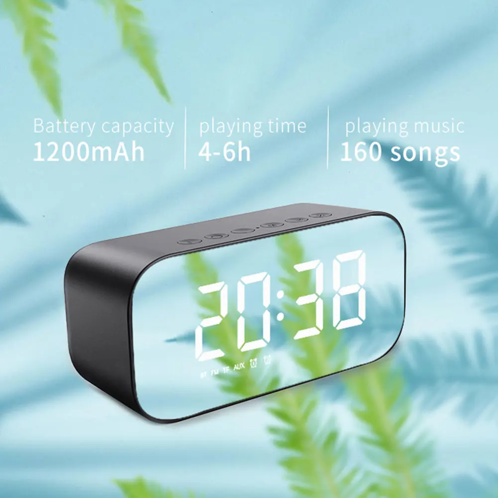 Led дисплей USB Акумулаторна огледален екран с променлива яркост, Съвместим alarm clock HD Звук Преносим високоговорител