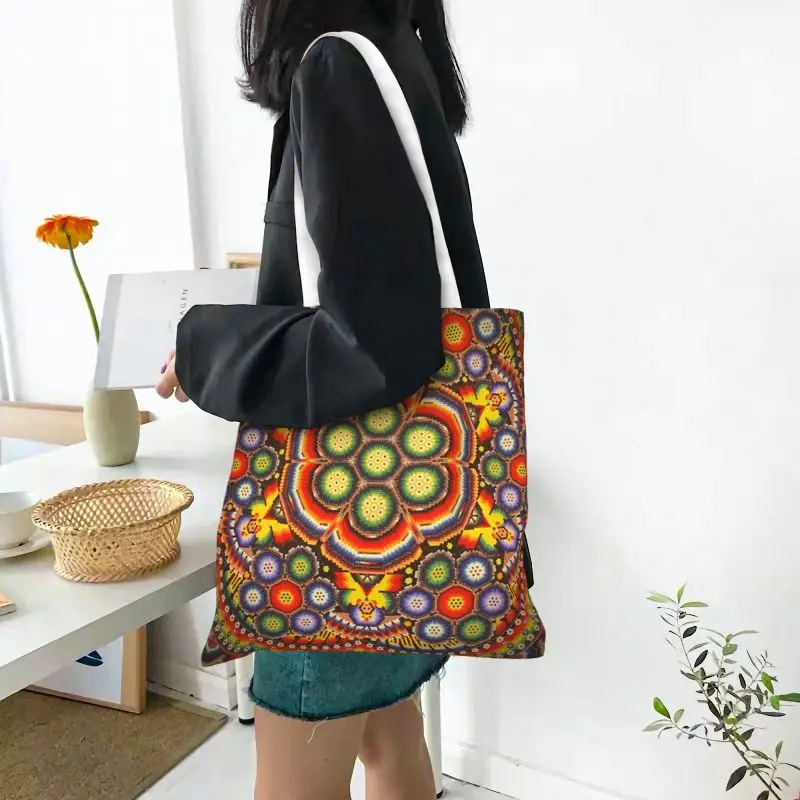 Мексиканска продуктова чанта Huichol, дамски парусиновая чанта-купувач Kawaii, чанти голям Капацитет