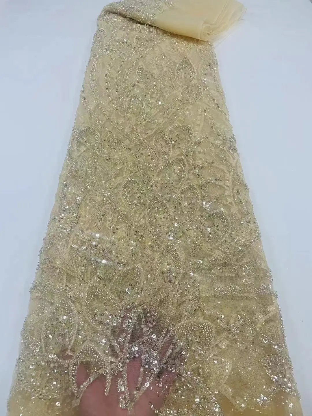 Африканска френска лейси плат Африка тюл Лейси плат с високо качество Нигерийски дантели, с пайети, вышитое сватбена кърпа от мъниста