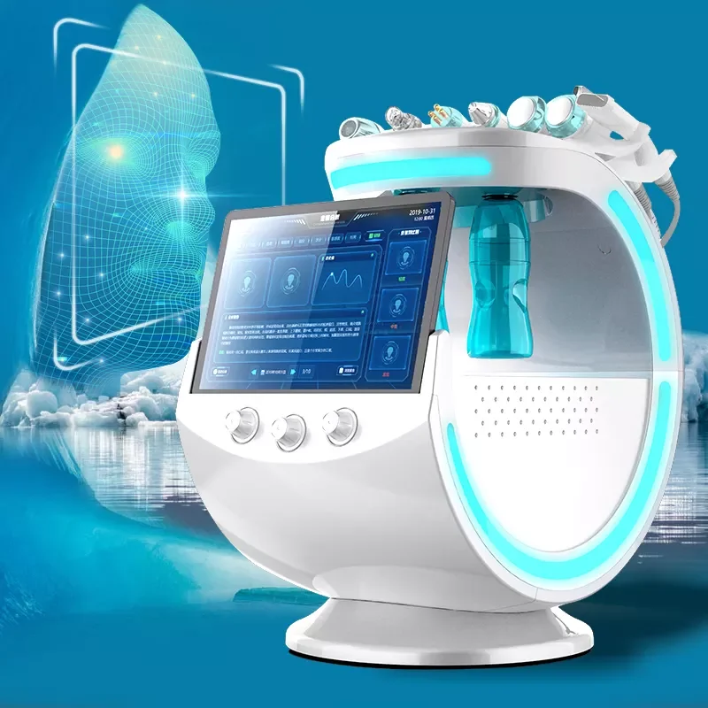 Wisdom Ice Blue 7 В 1 Интелигентна микродермабразионная машина за грижа за лицето с парсера на кожата и скенер Hydro Машина за грижа за кожата