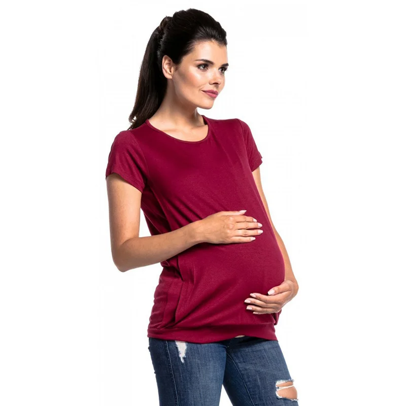 Дамски дрехи за бременни, тениска за кърмене, къс ръкав, странично дупка, Ежедневни пелерини за хранене на бременните жени