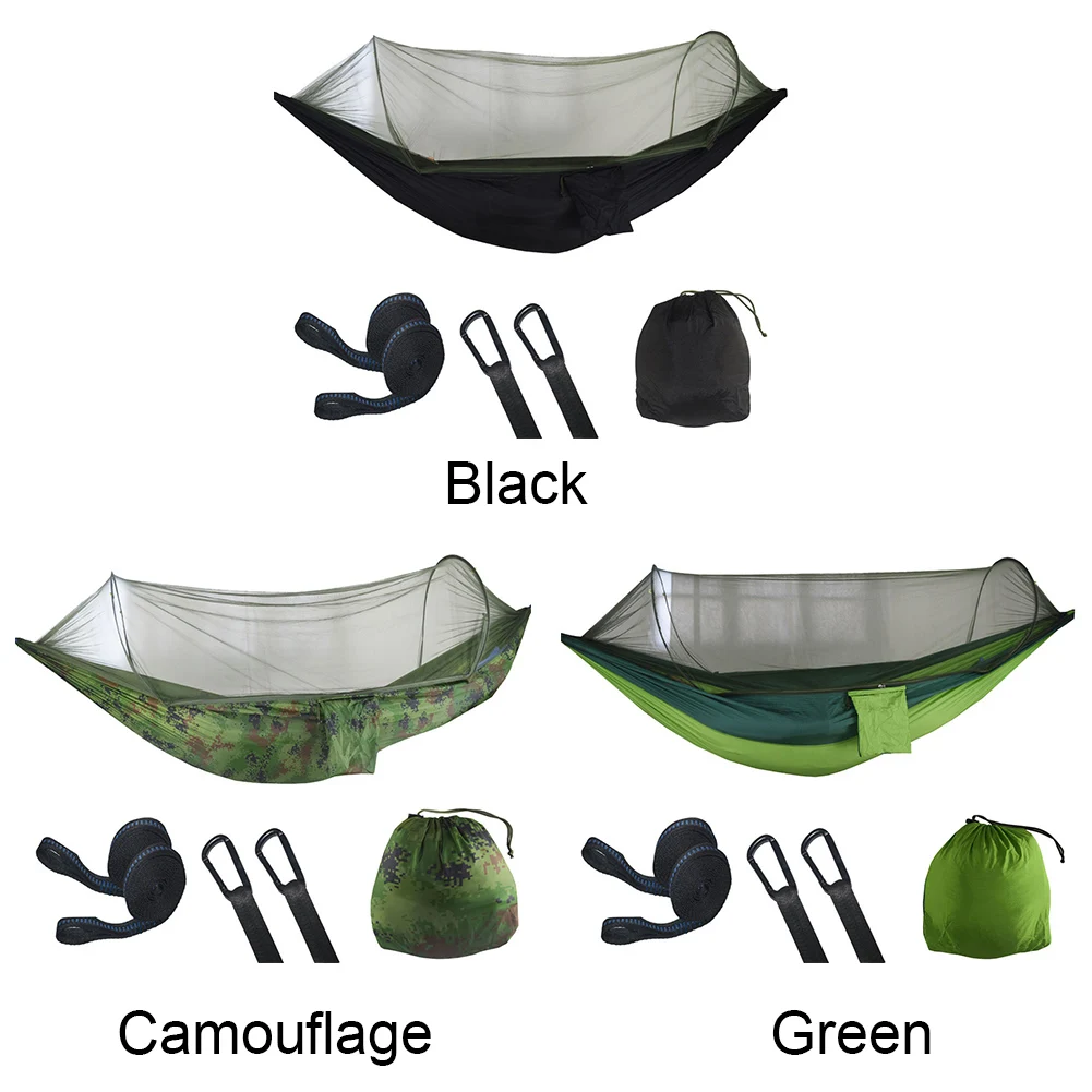 Походный хамак за 2 лица с комарите мрежи, висящи люлки за сън, дишане, быстросохнущий, лесен за туризъм на открито, къмпинг