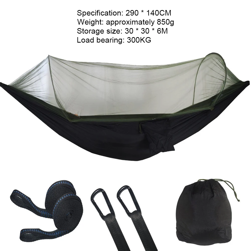Походный хамак за 2 лица с комарите мрежи, висящи люлки за сън, дишане, быстросохнущий, лесен за туризъм на открито, къмпинг