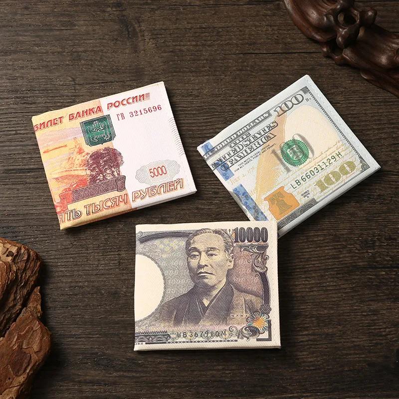 Портмоне за обмен на валута, творчески холщовые чанти за монети, долари, евро, кратък портфейл, нула портфейли, пътен студентски малък подарък титуляр за брой