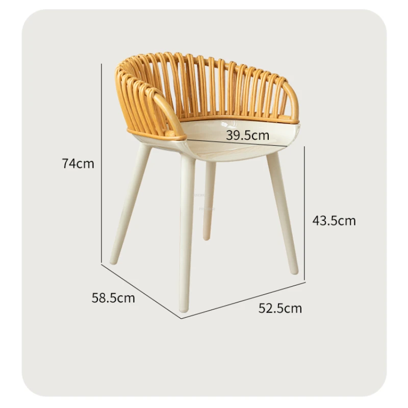 Скандинавските творчески кът, столове с облегалка от ратан, дизайнерско кресло за отдих, мебели за трапезария, съвременни леки луксозни столове за трапезария