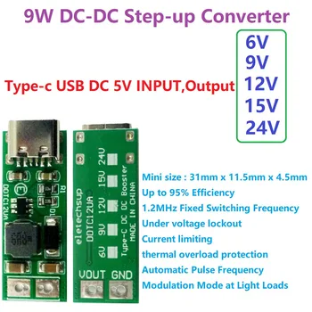 9 W mini Type-C USB dc от 5 до 6 В 9, В 12 и В 15-24 vdc Нагоре Модул Конвертор PWM PFM Модул Регулатор на напрежението