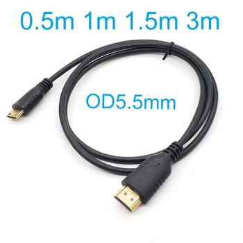 Мини HDMI адаптер към конектора HDMI кабел за фотоапарати видеокамери DSLR Таблет видео карта 0,5 м, 1 м и 1,5 м и 3 м