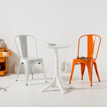 Трапезария с кухненски метален стол, маса за Хранене, бар Штабелируемый стол Метален уличен Офис стол за хранене, стол с облегалка и Твърд стол