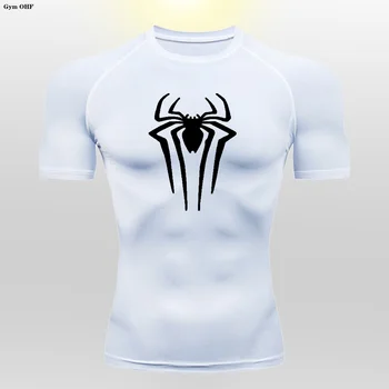 Мъжки компресиране риза 2099, лятна тениска с къс ръкав, мъжки топ за фитнес, спортна бързосъхнеща дишаща черна спортно облекло за бодибилдинг