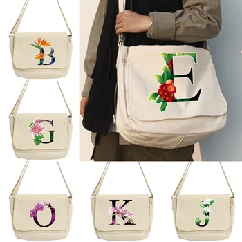 Дамски чанта през рамо с флорални принтом в корейски стил, нова холщовая чанта за жени 2023, чанти-незабавни посланици с много джобове, чанти през рамо за момичета