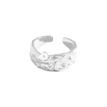 Луксозен и нишевый дизайн, набръчкана текстура, шарка перлата на пръстени, бельо пръстен от сребро проба 925