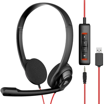 USB слушалки NUBWO с Шумоподавляющим микрофон за Преносим компютър PS5, Кабелни Слушалки за Офис кол-центъра на Ухото, за да Boom