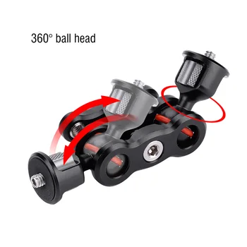 Многофункционален адаптер за прикрепване на гореща башмака с двойна топка глава Magic Arm 360 с топка глава и винт 1/4 