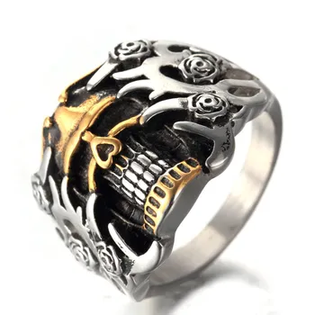 Мъжки байкерские пръстен в стил хип-хоп, пръстен с лоши черепа, готик пънк-рок, байкерские бижута и аксесоари на едро
