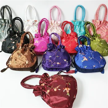продажба на едро, модерна дамска чанта с бродерия във формата на цвете, коприна сатен чанта, портфейл, златар чанта, чанти, подарък, 5 бр.