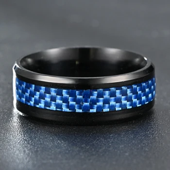 Модерен мъжки пръстени от висококачествен титан, Неръждаема Стомана, сини Пръстени от Въглеродни Влакна, за мъже и жени, очарователни бижута за сватбени партита, Подаръци