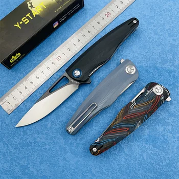 Y-START LK5031 сгъваем нож на улицата от стомана D2, сгъваем нож с дръжка G10, защитен остър нож висока твърдост, инструмент за къмпинг
