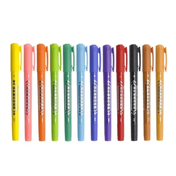 12 бр. многократна употреба маркер химикалки с двата края, цветни постоянни маркери за професионално рисуване на илюстрации, скици