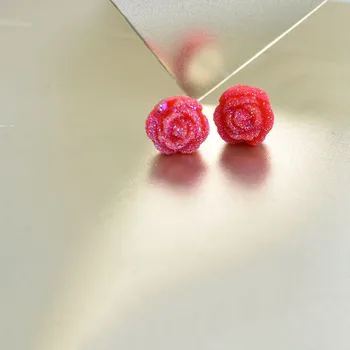 Сладки Сладки Обеци-розово с цветя от смола за Жени, Многоцветни малки обици, цвете за декорация, Подарък за парти
