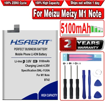 HSABAT 5100 mah BT42 Нова работа на смени батерия за Meizu Meizy M1 Note Battery