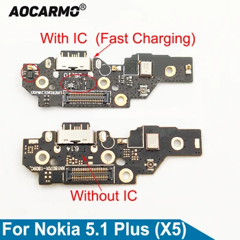 Aocarmo за Nokia X5/5.1 Plus Type-C USB порт за зареждане на Зарядно устройство, Зарядно устройство Антена Жак за Микрофон Гъвкав кабел Печатна платка