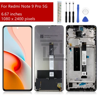 за Xiaomi Redmi Note 9 Pro 5G LCD сензорен дисплей дигитайзер в събирането на рамка за Redmi Note 9 pro 5g Подмяна на екрана