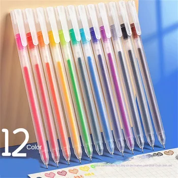 12 бр. комплект цветни гелевых дръжки Kawaii blue 0,5 мм химикалка писалка за списание, сладки училищните канцеларски материали