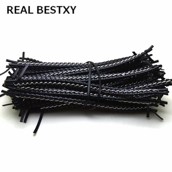Истински BESTXY 20 см/бр, черен плосък кожа кабел, нишката за гривни, аксесоари за бижута, подходяща за стягане 12 мм * 6 мм