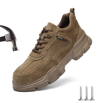 Мъжки защитни обувки Easy обувки със стоманени пръсти за мъже, работни обувки, меки и Удобни неразрушаемые работни и защитни обувки
