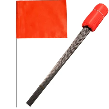 Оранжев 100 бр., 4x5x16-инчов флаг за маркиране на пейзажа от стоманена тел, флагчета за маркиране на двора, на тревата