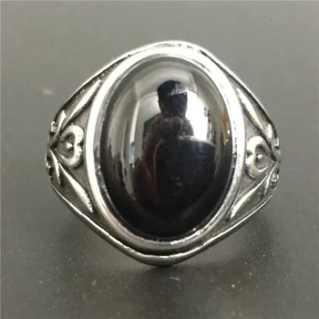 Размер на 7-12 Страхотно дизайнерско пръстен от черен камък в стил пънк-готик от неръждаема стомана 316L, модно мъжко пръстен за полиране