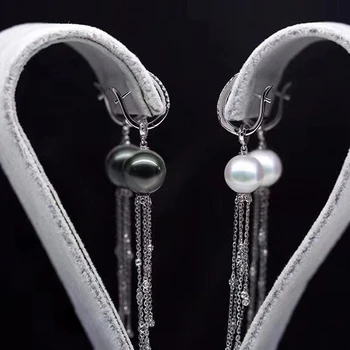 MeiBaPJ 6,5-7 мм, естествен бял кръг перли, мода висящи обеци от сребро 925 проба, изискани сватбени бижута за жени