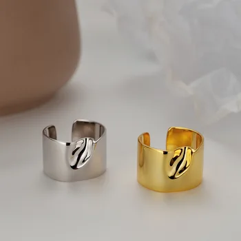 Корейското прост отворен пръстен от сребро S925 сонди, голям гланцово пръстен, женски пръстен, открывающееся при студен вятър, с изпъкнала повърхност, пръстен на показалеца си