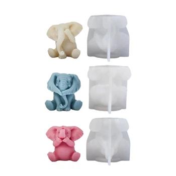 Силиконови 3D Форма за Слонове, Форма от сапунена смола, направи си Сам, Форма за животни, Ръчна работа, за домашни партита-Декор