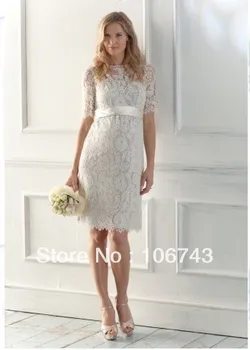 безплатна доставка, 2016 нов стил с бяла рокля lvory, сексуална сватбена рокля на шаферка, индивидуални размери, завързана лък с дължина до коляното, късо сватбена рокля за вечеря