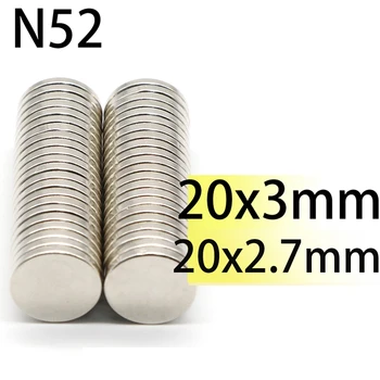 N52 20x3 мм 20x2,7 мм, магнит n52 силен дисков неодимовый магнит NdFeB кръгли неодимови магнити за търсене на магнитен Мощен Промишлен или двигател генератор