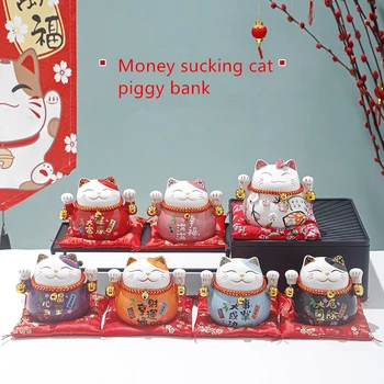 4,5-инчов керамични декор Лъки Cat Творчески паричен кутия Fortune Colored Cat най-Доброто подарочное декорация на дома, Fortune Cat Украшение