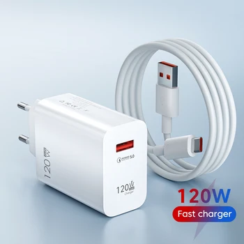 120 W USB зарядно устройство за Бързо зареждане на QC3.0 C USB кабел Type C кабел на Зарядно устройство за мобилен телефон iPhone за Huawei Samsung Xiaomi Бързо зареждане