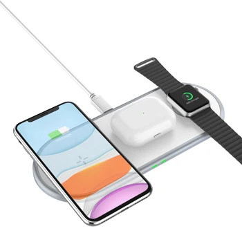 безжично зарядно устройство 3 в 1 с мощност 10 W, Бърза Безжична зарядно устройство ще захранване на панела за iPhone 11/11Pro/X/XS/8, Apple Watch Series5 4 3 2 1, 2 Airpods1