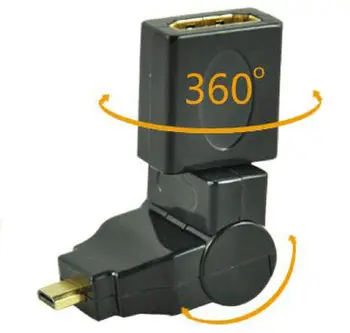 Адаптер Micro HDMI Male-HDMI Female с регулируем завъртане на 360 градуса, отточна тръба на шарнирна връзка конвертор