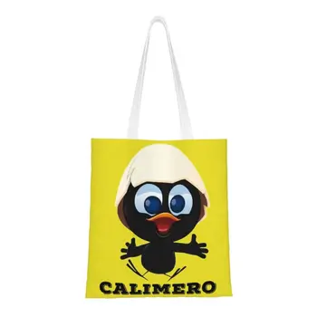 Модни сладко чанта за пазаруване Chiken Calimero с модел от анимационен филм, Множество чанта за покупки от магазин за хранителни стоки на платното, наплечная чанта за пазаруване