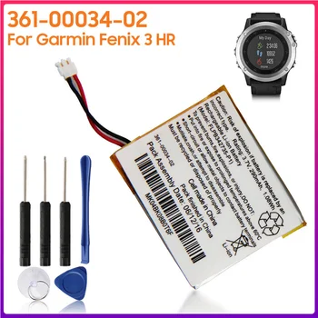 Оригинална Батерия 361-00034-02 За Спортните часовници на Garmin Fenix 3 Fenix3 F3 HR GPS Батерия Автентична Батерия 290 mah