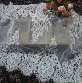 3 м/лот Бял Черен Изискана Лейси покритие за миглите Плат, Ръчно изработени САМ Ширина 37 см Сватбена рокля и Аксесоари за облекло