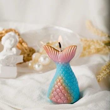 Цветни свещи с опашка на Русалка, серия Океан, детски аксесоари за рожден Ден, творчески украса за торта