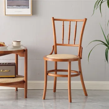 Трапезни столове от масивно дърво в ретро стил, стол за домашен кабинет, сплетен от ратан, стол за хранене, стол за почивка, скандинавски стол за дневна
