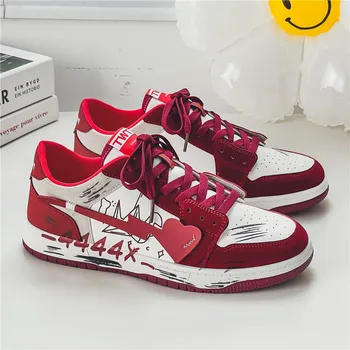 Модерни червени маратонки, мъжки дизайнерски обувки за скейтборд в стил хип-хоп, мъжка проститутка, облекло, парусиновые маратонки, мъжки удобна вулканизированная обувки на платформа